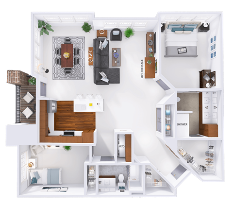 a 3d rendering of a floor plan of a house